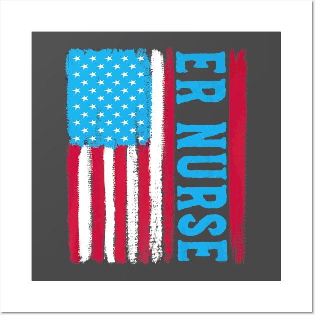 American Flag Er Nurse Wall Art by Stick Figure103